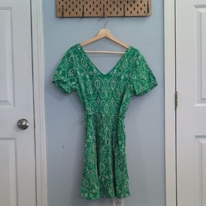 Draper James Green Mini Dress with White Pattern